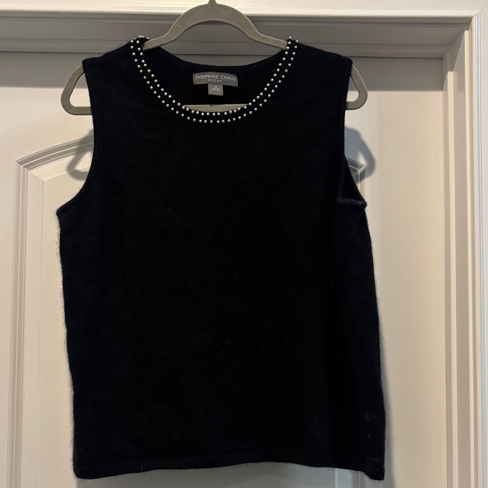 Josephine Chaus Black Tank Top with Pearl Accents